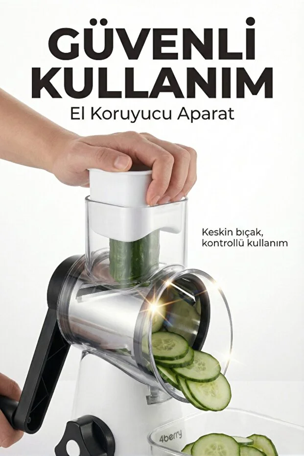 3 Bıçaklı Döner Doğrayıcı ve Dilimleyici | Vakumlu Tabanlı Çok Fonksiyonlu Rende 3 Bıçaklı Döner Doğrayıcı ve Dilimleyici | Vakumlu Tabanlı Çok Fonksiyonlu Rende